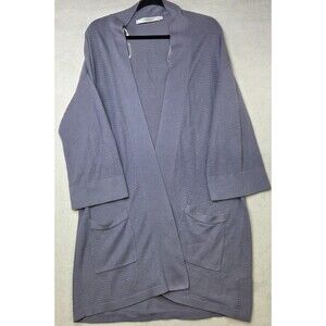 Contemporaine Cardigan Womens Medium Gray Open Front Knit Casual